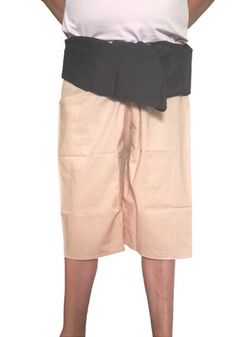 Thai Fisherman Pants 100% cotton wrap pants beige and black short pants unisex Beige Cotton Short Length Pants, Cotton Wide Leg Pants With Built-in Shorts, Beige Harem Pants With Side Pockets For Summer, Summer Beige Harem Pants With Side Pockets, Beige Cotton Harem Pants With Pockets, Wide Leg Beige Cotton Shorts, Beige Wide Leg Cotton Shorts, Beige Cotton Harem Pants For Summer, Baggy Beige Cotton Harem Pants