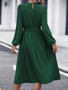 Custom Made Clothing, Elegant Dresses For Women, Dress Elegant, Lantern Sleeve, Ruched Dress, Lantern Sleeves, Belted Dress, Online Womens Clothing, Elegant Dresses