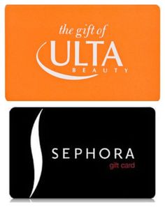 two credit cards with the words, the gift of ulta beauty and sephora