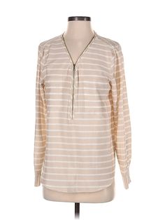 Calvin Klein Long Sleeve Blouse Size: Small Tops - used. 100% POLYESTER | Calvin Klein Long Sleeve Blouse: Tan Tops - Size Small Affordable Calvin Klein Long Sleeve Blouse, Neutral Wedding Guest Dresses, Tan Top, Armani Collezioni, Petite Tops, Denim Design, Midi Maxi Dress, Sweater Coats, Small Tops