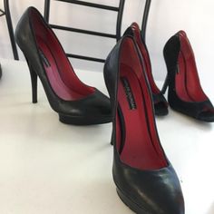 Charles Jourdan Paris 6.5m Leather Pumps Lacquer Heel Paris 6, Charles Jourdan, Leather Pumps, Shoes Women Heels, Black Red, Shoes Heels, Black And Red, Pumps, Size 6