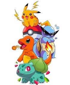 some very cute pokemon characters together