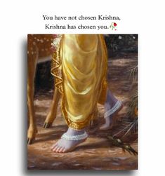 a painting of a person's feet with the caption you have not chosen krishna, kribra has chosen you