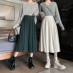 Corduroy Pleated Midi Skirt (6 Colors) Skirt Outfit Pleated, Midi Skirt Outfits Summer, Pleated Midi Skirt Outfit, Suede Midi Skirt, Skirt Outfit Summer, Skirt With Pleats, Midi Skirt Outfit, Velvet Skirt, Skirt Outfit