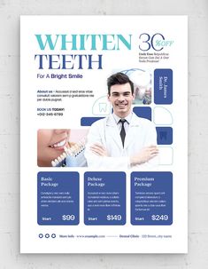 Dental Clinic Poster Template AI, EPS Dental Clinic Poster, Clinic Poster, Service Catalog, Charity Poster, Dentist Clinic, Dental Fun, Poster Template Design, Cosmetic Design