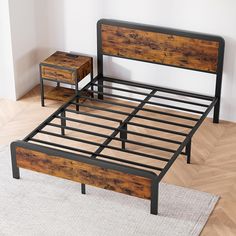 a bed with two nightstands on each side