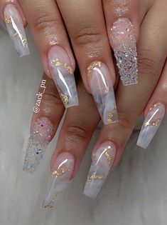 Glitter Nail Designs, Silver Glitter Nails, Glitter Nails Acrylic, Cute Acrylic Nail Designs, Nail Designs Glitter