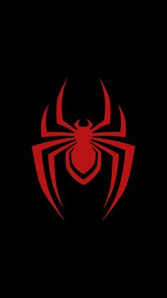 a red spider logo on a black background