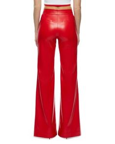 Alice and Olivia Dylan High Waist Wide Leg Pants in Bright Ruby Faux Leather Red Faux Leather Pants Outfit, High Waist Wide Leg Pants, Alice And Olivia, Faux Leather Pants, Alice Olivia, Retro Inspired, Leg Pants, Wide Leg Pants, Leather Pants