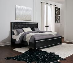 Kaydell Black King Upholstered Panel Bed - Ornate Home Grain Sides, Platform Bedroom, 5 Piece Bedroom Set, King Upholstered Bed, Queen Upholstered Bed, King Platform Bed, Queen Panel Beds, Upholstered Panel Bed, Queen Size Bed Frames