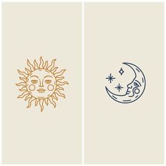 two sun and moon logos, one in orange and the other in blue on white