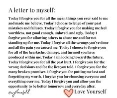 a letter to myself that says today i forget you all the things in life