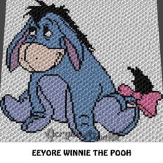 the stitch pattern for eeyore winnie the pooh is shown in blue and pink