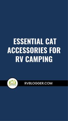 the text essential guide for rv camping is in white on a blue background with an image of