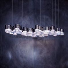 John Pomp Studios Blackened Steel, Silver Lights, Lighting System, Bee Hive, Interior Lighting, Clear Crystal, Hand Blown, Ceiling