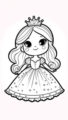 Princess Coloring Pages ᗎ Printable Painting Template Printable Princess Coloring Pages, Cute Princess Drawing, Princess For Coloring, How To Draw A Princess, Printable Drawings To Color, Coloring Pages For Girls Kids, Girl Coloring Pages For Kids, Drawing Pages For Kids