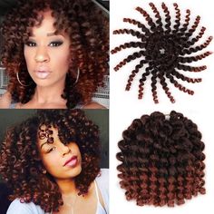 PRICES MAY VARY. Jumpy Wand Curl Crochet Hair Synthetic Hair African Collection Crochet Braids, Hot Water Braid Possible Package: 20 strands in each pack, 3 packs/Lot, Usually 6-7 packs full a head, Free hair needle Length&Weight: 8 inches (stretch straight to measure), 75±5g/Pack, Different 7 Colors Available Advantage: Natural Looking, Tangle Free, Easy Brushing, Easy Separating, Easy to Crochet, Light & Soft, Let You Feel More Comfortable When Using and You Can Use It for Long Time Short and Wand Curl Crochet Hair, Jamaican Bounce Crochet, Crochet Hair Styles Freetress, Crotchet Styles, Jamaican Bounce, Hair Wand, Crochet Weave, Crochet Braids Hair, Crochet Hairstyles