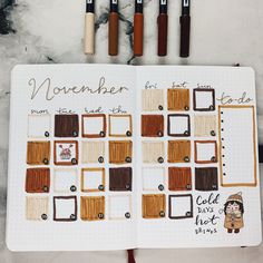 October Bujo, Bullet Journal Calendrier, Bullet Journal Calendar, Journal November, Doodle Planner, Boulet Journal, Journal 2024