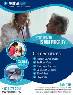 a flyer for a medical office with an image of a woman talking on the phone