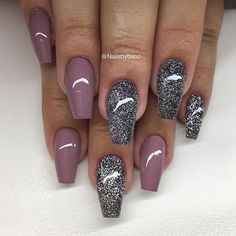 Fall/winter Nail Colors, Winter Coffin Nail Ideas, Nails Colors Winter, Winter Coffin Nails, Coffin Nail Ideas, Ideas For Nails, Silver Nail, Nail Colors Winter, Nails Colors