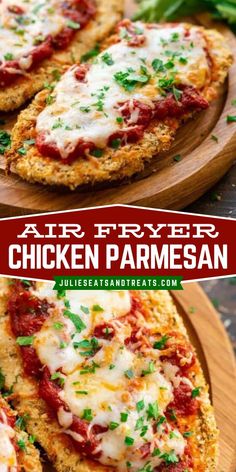 The quick and easy chicken dish for dinner! This Air Fryer Chicken Parmesan recipe features juicy chicken with a crispy parmesan crust. Serve this chicken parmesan perfect for a family-friendly dinner! Air Fryer Chicken Parmesan Recipe, Air Fryer Chicken Parmesan, Healthy Chicken Parmesan, Chicken Parmesan Recipe, Mothers Day Dinner, Savory Meals, Parmesan Crusted Chicken, Meat Dinners, Air Fried Chicken