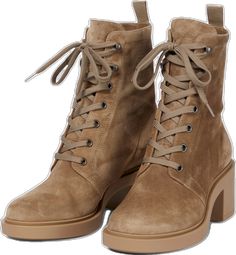 Ankle-high Lace-up Boots With Suede Lining For Fall, Fall Lace-up Boots With Suede Lining, Fall Suede Lace-up Boots With Suede Lining, Brown Suede Lace-up Boots With Reinforced Heel, Winter Beige Suede Lace-up Boots, Fall Lace-up Suede Boots With Lug Sole, Brown Calf Leather Lace-up Boots For Fall, Beige Suede Lace-up Boots, Fall Suede Lace-up Boots With Lug Sole