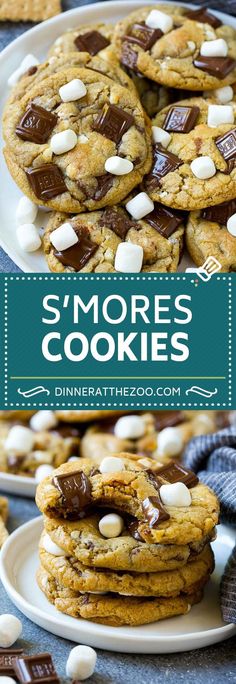 s'mores cookies stacked on top of each other