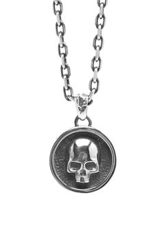 Retro Skull 925 Sterling Silver Coin Pendant Sterling Silver Skull Jewelry With Polished Finish, Silver Skull Necklace With Adjustable Chain, Engraved Sterling Silver Skull Jewelry, Classic Sterling Silver Skull Jewelry, Classic Engraved Skull Jewelry, Turquoise Cross, Feather Necklace, Silver Feather, Feather Pendant