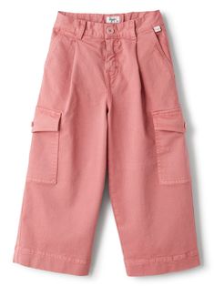 blush pink stretch-cotton twill weave pleat detailing mini logo tag mid-rise rear elasticated waistband concealed fly and button fastening belt loops wide leg two side slit pockets two side cargo pockets rear flap pocket Alexander Wang Dress, Dress With Jean Jacket, Baby Boy Accessories, Mini Logo, Dolce And Gabbana Kids, Twill Weave, Kenzo Kids, Stella Mccartney Kids, Cargo Trousers