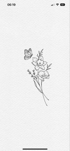 August Birth Flower Tattoo With Butterfly, Mini Bouquet Flowers Tattoo, April Birth Flower Tattoo With Butterfly, August Birth Flower Butterfly Tattoo, Butterfly Tattoo On Flower, Butterfly Floral Tattoo Design, Butterfly On A Flower Tattoo, Flower Tattoo With Hummingbird, Butterfly Landing On Flower Tattoo