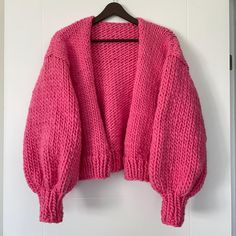 Super soft and comfortable to wear. Hand knit with chunky pure  wool. Made to order takes 1-2  week to knit and shipping. I am happy to knit custom sweater if you would love to have other colors or design, just feel free to message me! Care: hand wash in cold water not over 30 degree, lay flat to dry. Hot Pink Cardigan, Cardigan Handmade, Custom Sweaters, Handmade Knit, Chunky Cardigan, Chunky Wool, Christmas Gift For Her, Pink Cardigan, Handmade Knitting