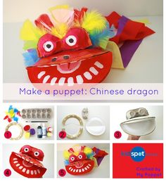 make a puppet chinese dragon with paper plates and other crafting supplies for kids to make