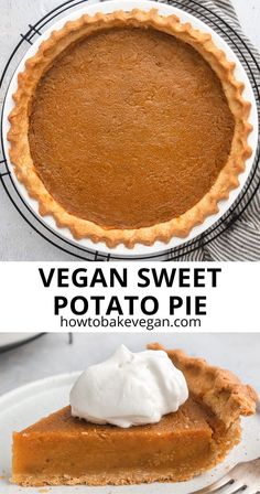 two different views of vegan sweet potato pie