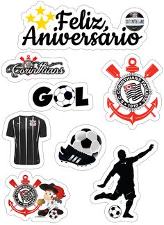 various stickers that include soccer and other sports related items