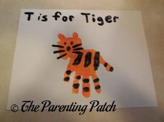 a handprinted tiger is on top of a piece of paper that says, it's for tiger