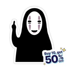 a sticker with the text buy 10 get 50 % off