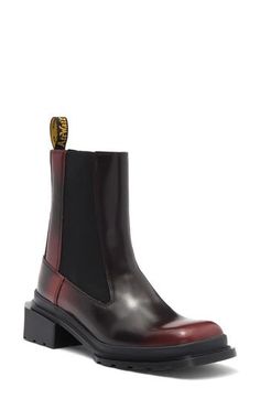 This taller version of the Chelsea boot built from lightweight leather with a satin-sheen finish is sure to be a perennial favorite. It is set on a grooved sole with deep cleats and a blocky heel that gives you sturdy comfort all day long. Elastic gore insets Leather and textile upper/synthetic lining and sole Imported Burgundy Leather Square Toe Boots, Burgundy Calf Leather Boots For Fall, Fall Leather Platform Boots With Red Sole, Fall Boots With Red Sole In Calf Leather, Leather Platform Boots With Red Sole For Fall, Fall Calf Leather Boots With Red Sole, Red Calf Leather Boots For Fall, Red Leather Chelsea Boots For Fall, Red Leather Platform Boots For Fall