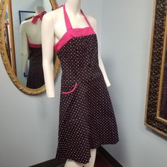 Vintage 90s Rockabilly Pin Up Halter Dress In Black With Pink Polka Dots And Trim By Morbid Threads. Tagged Size Large. We Find No Stains Or Damage. See Photos For Details. Please Comment Below With Any Questions. *Many Of Our Items Come From Estate Sales Or Other Sources, Which Means We Do Not Know Their History. We Do Not Automatically Launder Or Clean Items That Are Vintage Because We Do Not Want To Damage Them. We Also Do Not Launder Or Clean Items That Are "New With Tags" Or "New In Package Black Fitted Dress For Retro-themed Events, Fitted Black Dresses For Retro-themed Events, Summer Rockabilly Black Dress, Black Rockabilly Dress For Summer, Rockabilly Vintage Dress For Retro-themed Events, Fitted Black Vintage Rockabilly Dress, Rockabilly Black Dress For Spring, Black Rockabilly Dress For Spring, 1950s Style Black Dress For Retro-themed Events