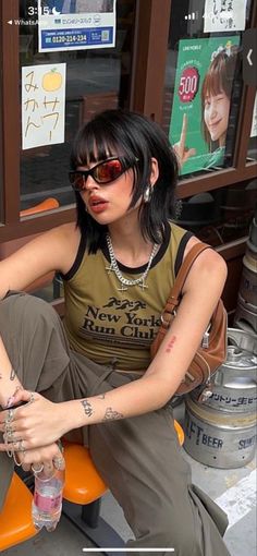 Short Bangs Hairstyle Women, Korean Inspired Haircut, Short Hair On Straight Hair, Sapphic Haircut, Asian Shaggy Hair, Cool Hair Cuts Women, Interesting Long Haircut, Micro Bangs Medium Hair, Rockstar Gf Haircut Short