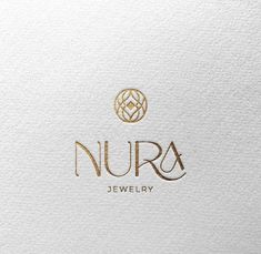 the logo for nura jewelry is shown in gold and silver on a white background