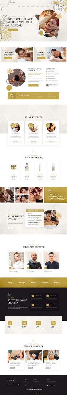 Solox - Spa & Beauty WordPress Theme Landing Ideas, Great Website Design, Creative Website Design, Spa Center, Web Ui Design, Spa Design