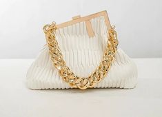 Size 12 x 9.5 x 4.5 Elegant Gold Chain Link Shoulder Bag, Chic Bag With Gold Chain For Gift, Elegant Bag With Gold Chain Link, Acrylic Box Clutch, Bronze Gifts, Vintage Messenger Bag, Bag With Chain, Colorful Earrings, Bead Charm Bracelet