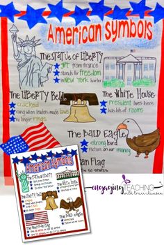 an american symbols bulletin board with pictures and text