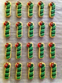 the very hungry caterpillar cookies are ready to be baked in the oven for christmas