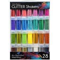 glitter shakers in assorted colors and sizes, set of 24 - count each