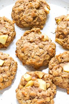 apple oatmeal breakfast cookies on a white plate