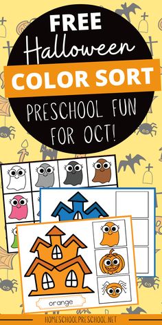 halloween color sort for kids with the title free halloween color sort preschool fun for oct