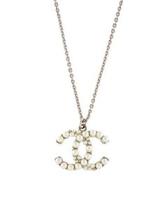 From the Pre-Spring 2014 Collection by Karl LagerfeldPalladium-Plated & Faux Pearl Chanel Silver Necklace, Chanel Cc Necklace Silver, Chanel Cc Pearl Necklace, Black Chanel Necklace, Chanel Logo Necklace Silver, Belt Shop, Designer Gifts, Christian Louboutin Shoes, Sneakers For Sale