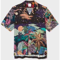 Paul Smith Men's 'Midnight' Print Short-Sleeve Shirt ($295) ❤ liked on Polyvore featuring men's fashion, men's clothing, men's shirts, men's casual shirts, multicolour, colorful mens dress shirts, mens viscose shirt, mens multi colored striped shirt and mens patterned shirts Bowling Outfit, Dress Casual Long, Korean Fashion Ideas, Men's Shirts And Tops, Designer Shirts, Mens Fashion Summer, Mode Vintage