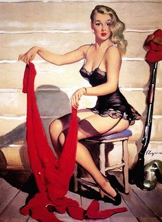 Who, Me? - Art by Gil Elvgren Moda Pin Up, Vintage Pin Ups, Pin Up Pictures, Arte Pin Up, Pin Up Drawings, Pin Up Illustration, Pinup Vintage, Pin Up Vintage, Pin Up Girl Vintage